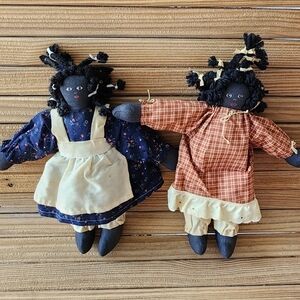 Vintage lot 2 Black Americana African American cloth rag dolls